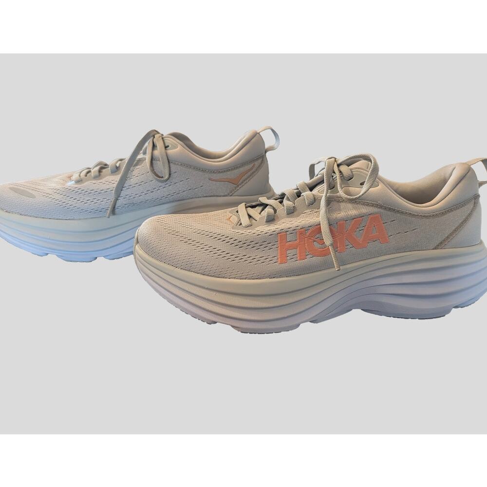 HOKA Bondi 8 Womens 8.5B Harbor Mist Lunar Rock Running Walking Shoes 1127952